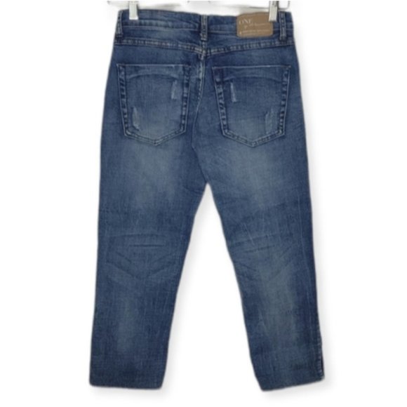 One Teaspoon Medium Rise Relaxed Leg Tappered Rolled Cuff Jeans - Picture 7 of 14